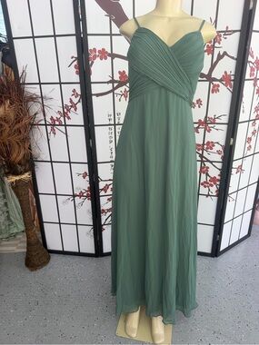 Flowing Sage Green Spaghetti Strap Maxi Dress
